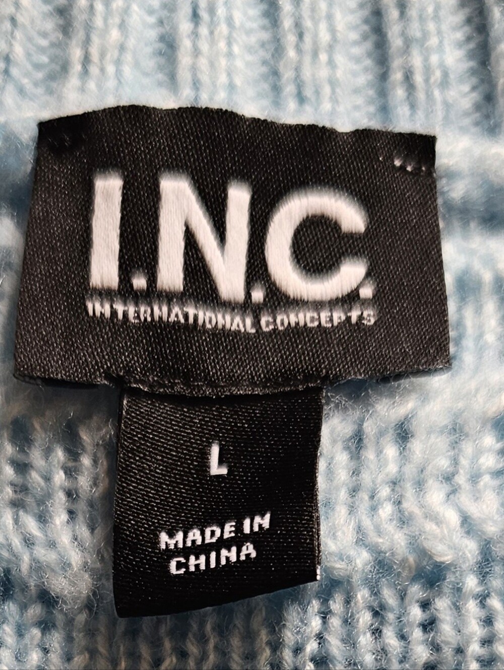 INC International Concepts Pale Blue Shaggy Mockneck Sweater - Picture 2 of 4
